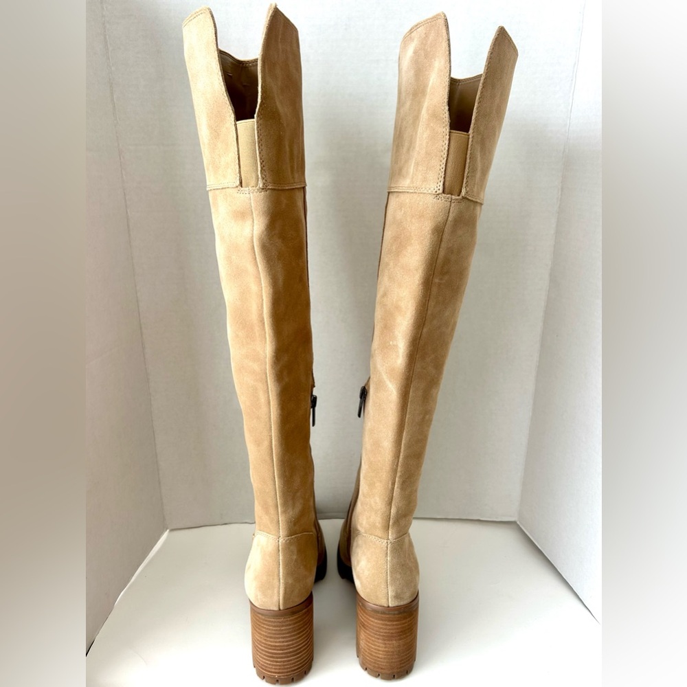 Vince Camuto Dasemma Tan Suede OTK Over The Knee Block Heel Boots Size 9.5 - Picture 10 of 12